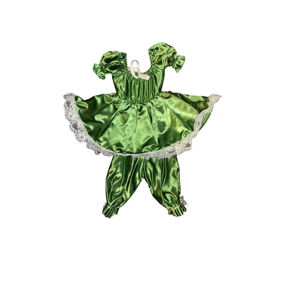 Handmade Other - NWOT Green Satin Dress With pant‎ and lace trim handmade /boutique size 3T